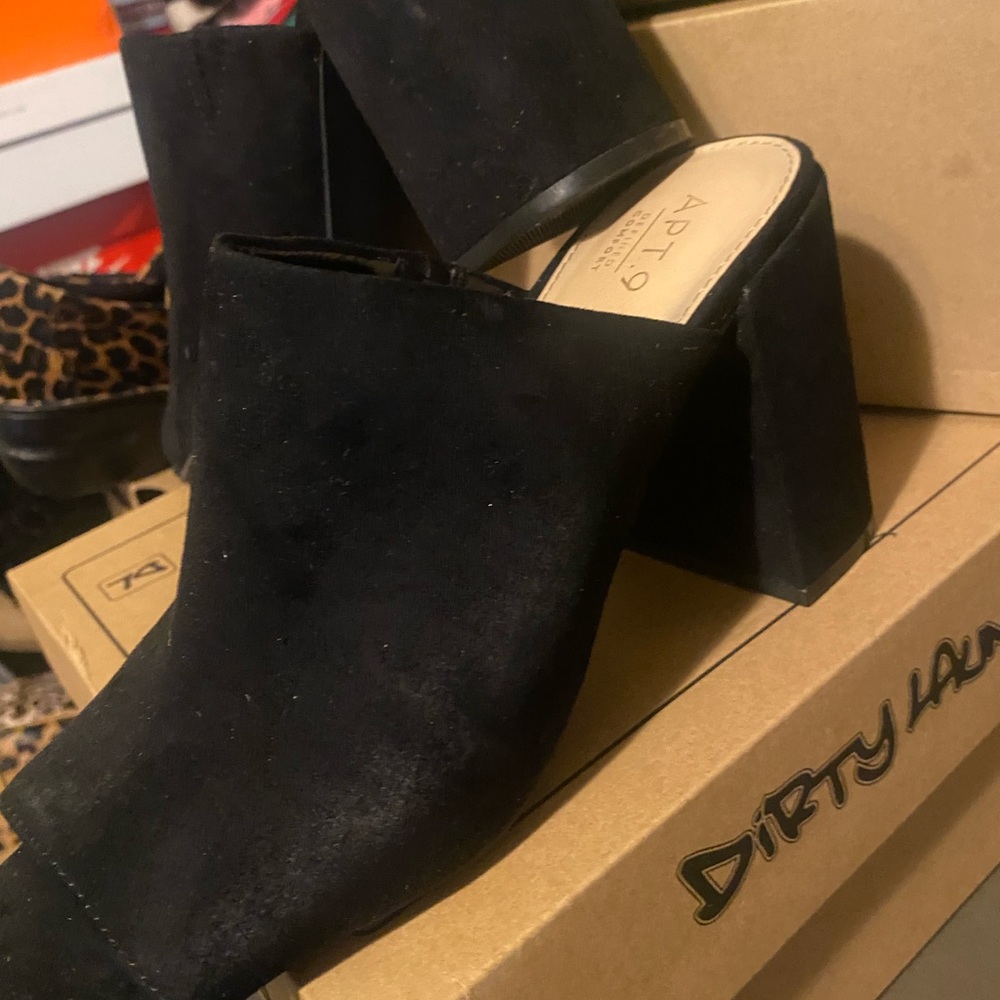 Slide on chunky heel insert cushion open toe and Heel
